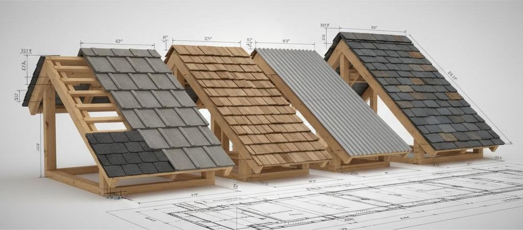 حداقل شیب سقف برای متریال مختلف