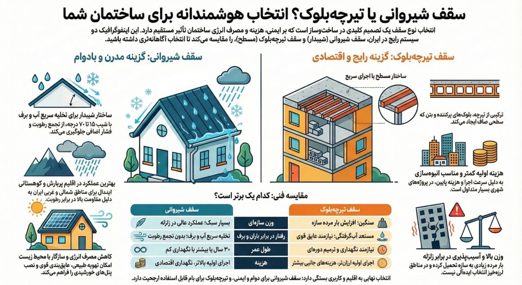 راهنمای تصویری سقف شیروانی بهتر است یا تیرچهبلوک