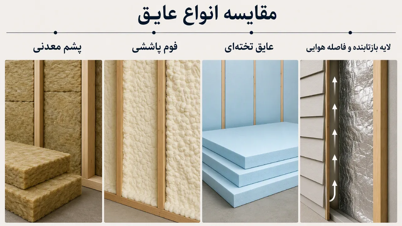 جدول مقایسه روشهای عایقکاری سقف فلزی حلبی